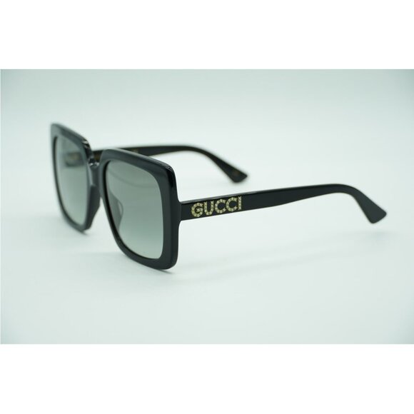 Gucci GG0418S 001 Sunglasses Black Square Frame, Grey Gradient Lenses main image 8